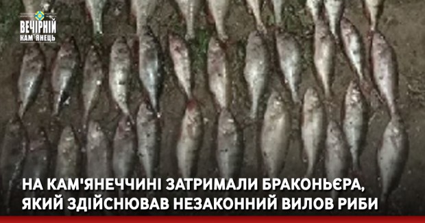 На Кам'янеччині затримали браконьєра, який здійснював незаконний вилов риби
