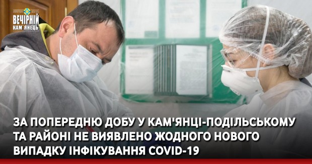 За попередню добу у Кам'янці-Подільському та районі не виявлено жодного нового випадку інфікування COVID-19