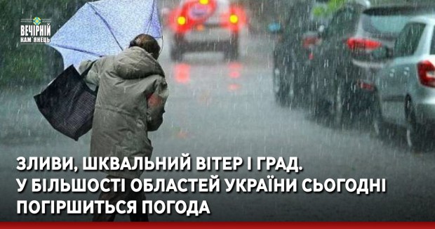 Зливи, шквальний вітер і град. У більшості областей України  сьогодні погіршиться погода