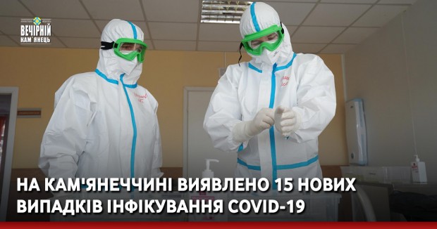 На Кам'янеччині 15 нових випадків інфікування COVID-19