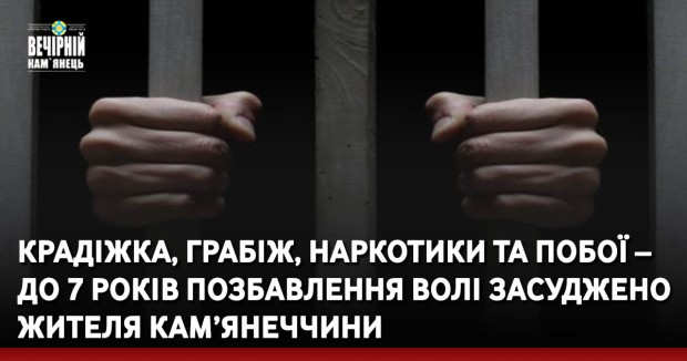 Крадіжка, грабіж, наркотики та побої – до 7 років позбавлення волі засуджено жителя Кам’янеччини