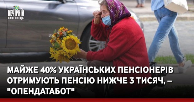 Майже 40% українських пенсіонерів отримують пенсію нижче 3 тисяч, – "Опендатабот"