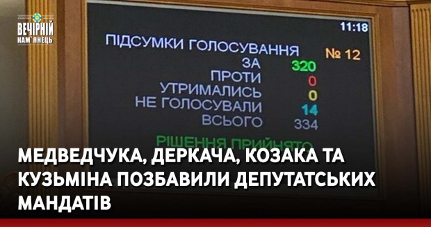 Медведчука, Деркача, Козака та Кузьміна позбавили депутатських мандатів