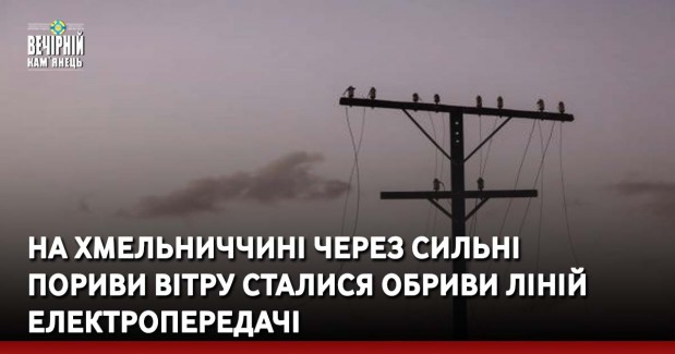 На Хмельничичні через сильні пориви вітру сталися обриви ліній електропередачі