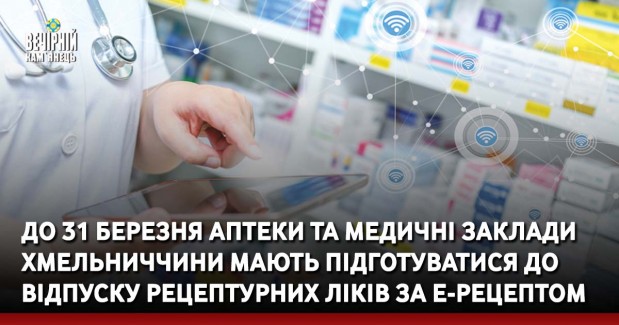 До 31 березня аптеки та медичні заклади Хмельниччини мають підготуватися до відпуску рецептурних ліків за е-рецептом