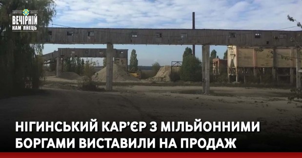 Нігинський кар’єр з мільйонними боргами виставили на продаж