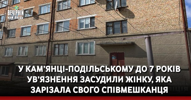 У Кам’янці-Подільському до 7 років ув’язнення засудили жінку, яка зарізала свого співмешканця&nbsp;