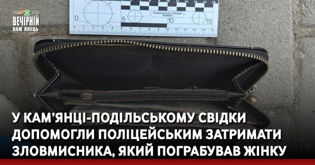 У Кам’янці-Подільському свідки допомогли поліцейським затримати зловмисника, який пограбував  жінку