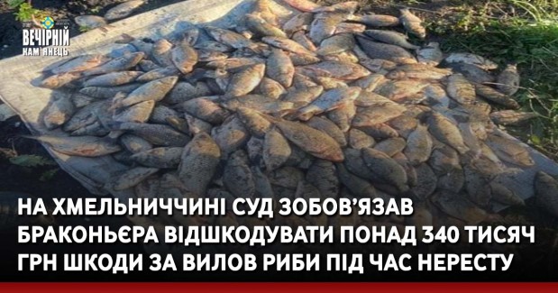 На Хмельниччині суд зобов’язав браконьєра відшкодувати понад 340 тисяч грн шкоди за вилов риби під час нересту