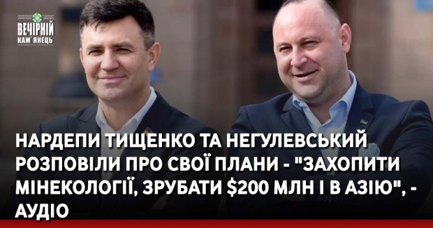 Нардепи Тищенко та Негулевський розповіли про свої плани - "Захопити Мінекології, зрубати $200 млн і в Азію", - аудіо