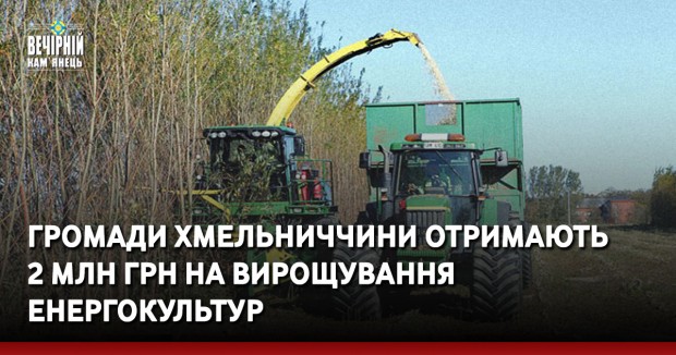 Громади Хмельниччини отримають 2 млн грн на вирощування енергокультур
