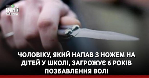 Чоловіку, який напав з ножем на дітей у школі, загрожує 6 років позбавлення волі