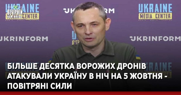 Більше десятка ворожих дронів атакували Україну в ніч на 5 жовтня - Повітряні сили