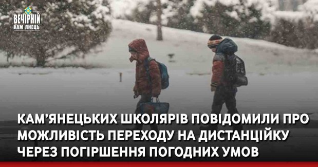 Кам’янецьких школярів повідомили про можливість переходу на дистанційку через погіршення погодних умов