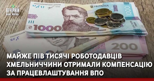 Майже пів тисячі роботодавців Хмельниччини отримали компенсацію за працевлаштування ВПО