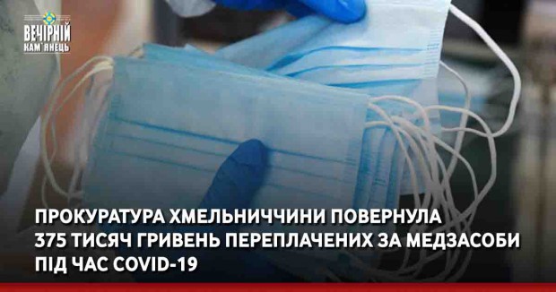 Прокуратура Хмельниччини повернула 375 тисяч гривень переплачених за медзасоби під час СOVID-19