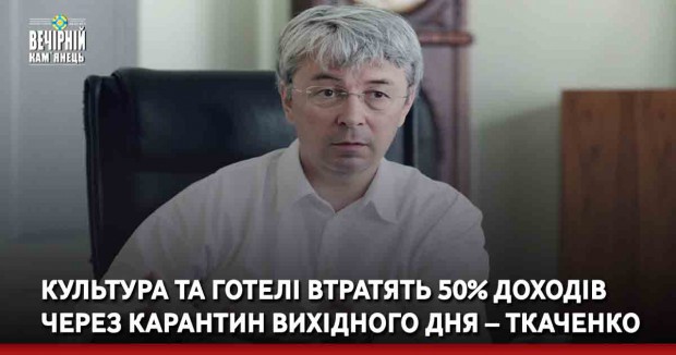 Культура та готелі втратять 50% доходів через карантин вихідного дня – Ткаченко