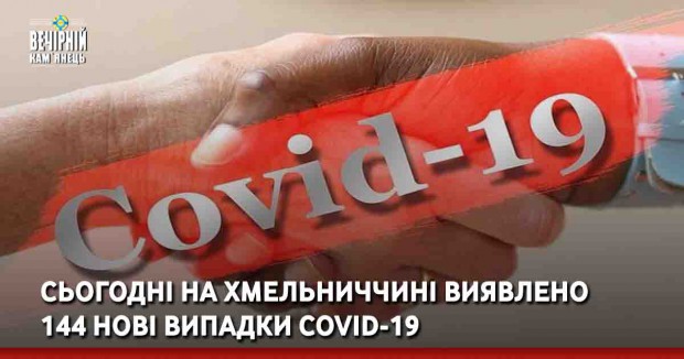 Сьогодні на Хмельниччині виявлено 144 нові випадки COVID-19