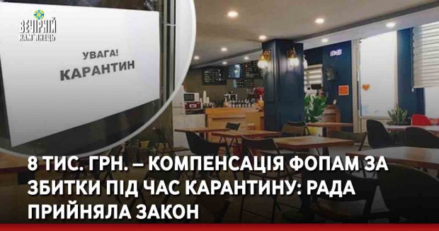 8 тис. грн. – компенсація ФОПам за збитки під час карантину: Рада прийняла закон