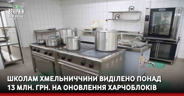 Школам Хмельниччини виділено понад 13 млн. грн. на оновлення харчоблоків
