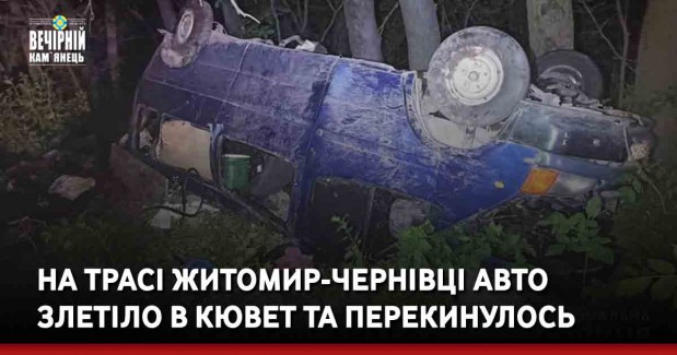 На трасі Житомир-Чернівці авто злетіло в кювет та перекинулось