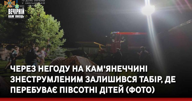 Через негоду на Кам'янеччині знеструмленим залишився табір, де перебуває півсотні дітей (ФОТО)