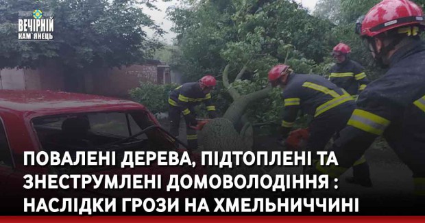 Повалені дерева, підтоплені та знеструмлені домоволодіння : наслідки грози на Хмельниччині