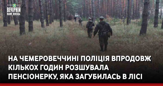 На Чемеровеччині поліція впродовж кількох годин розшувала пенсіонерку, яка загубилась в лісі