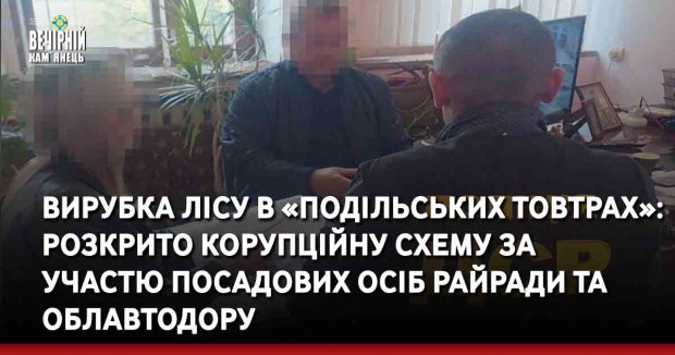 Вирубка лісу в «Подільських Товтрах»:розкрито корупційну схему за участю посадових осіб райради та облавтодору