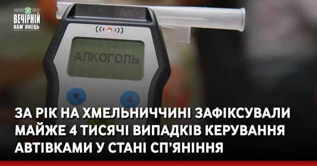 За рік на Хмельниччині зафіксували майже 4 тисячі випадків керування автівками у стані сп’яніння