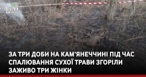 За три доби на Кам’янеччині під час спалювання сухої трави згоріли заживо три жінки