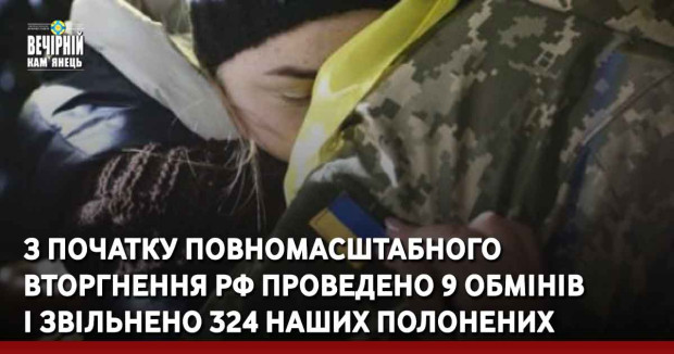 З початку повномасштабного вторгнення рф проведено 9 обмінів і звільнено 324 наших полонених