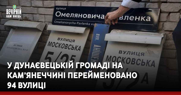 У Дунаєвецькій громаді на Кам’янеччині перейменовано 94 вулиці