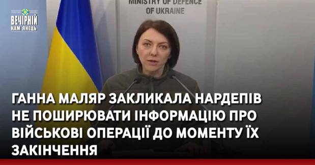 Ганна Маляр закликала нардепів не поширювати інформацію про військові операції до моменту їх закінчення