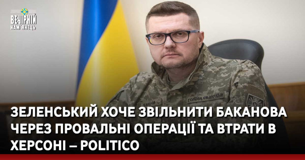 Зеленський хоче звільнити Баканова через провальні операції та втрати в Херсоні – Politico