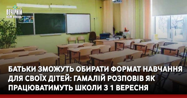 Батьки зможуть обирати формат навчання для своїх дітей: Гамалій розповів як працюватимуть школи з 1 вересня