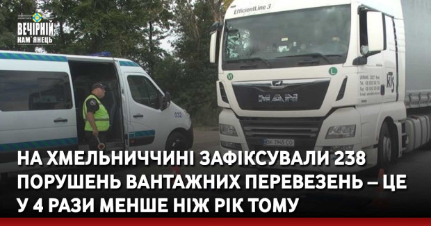 На Хмельниччині зафіксували 238 порушень вантажних перевезень – це у 4 рази менше ніж рік тому