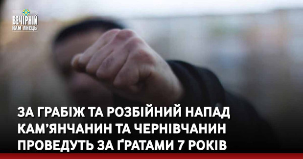 За грабіж та розбійний напад кам’янчанин та чернівчанин проведуть за ґратами 7 років 6 місяців
