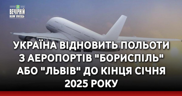 Україна відновить польоти з аеропортів "Бориспіль" або "Львів" до кінця січня 2025 року