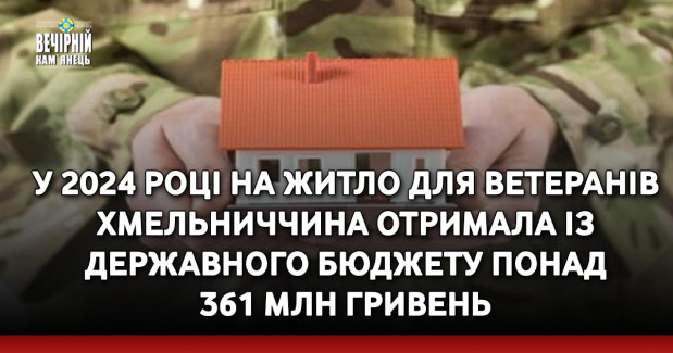 У 2024 році на житло для ветеранів Хмельниччина отримала із державного бюджету понад 361 млн гривень