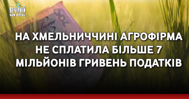 На Хмельниччині агрофірма не сплатила більше 7 мільйонів гривень податків