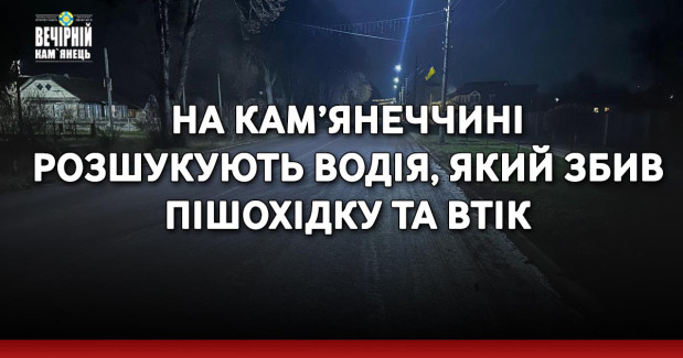 На Кам’янеччині розшукують водія, який збив пішохідку та втік