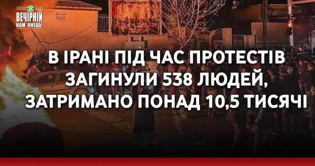 В Ірані під час протестів загинули 538 людей, затримано понад 10,5 тисячі