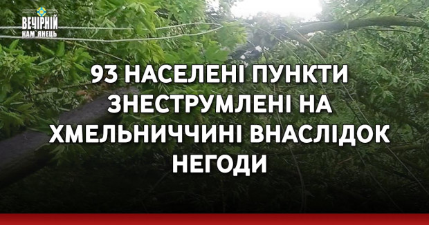 93 населені пункти знеструмлені на Хмельниччині внаслідок негоди