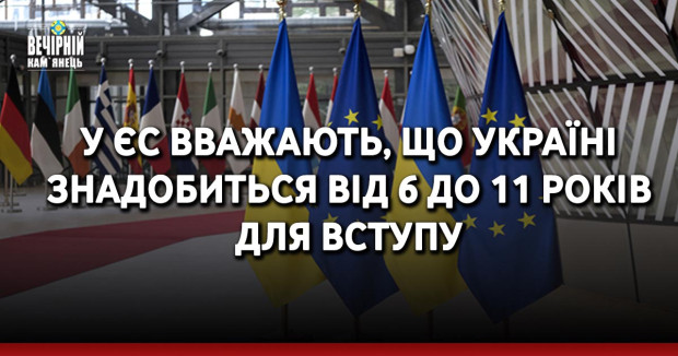 У ЄС вважають, що Україні знадобиться від 6 до 11 років для вступу