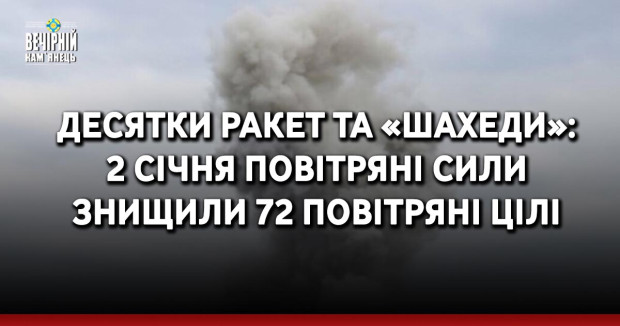 Десятки ракет та «шахеди»: 2 січня Повітряні сили знищили 72 повітряні цілі