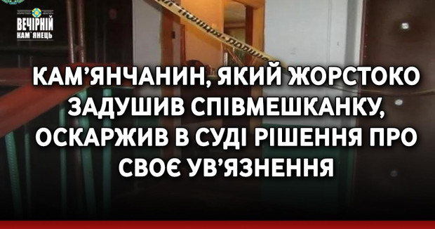 Кам’янчанин, який жорстоко задушив співмешканку, оскаржив в суді рішення про своє ув’язнення