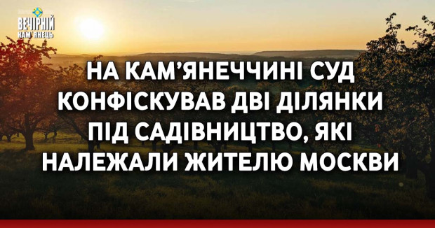 На Кам’янеччині суд конфіскував дві ділянки під садівництво, які належали жителю москви