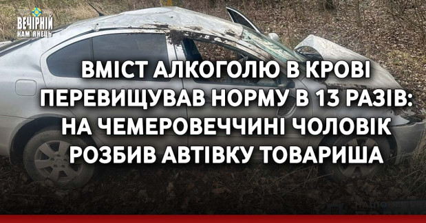 Вміст алкоголю в крові перевищував норму в 13 разів: на Чемеровеччині чоловік розбив автівку товариша