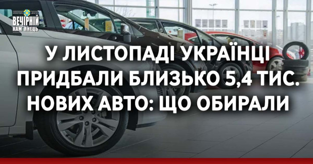 У листопаді українці придбали близько 5,4 тис. нових авто: що обирали